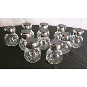 10 Clear Glass Spice Seasoning Shaker Jars Double Sided Plastic Tops 3 1/4" Tall